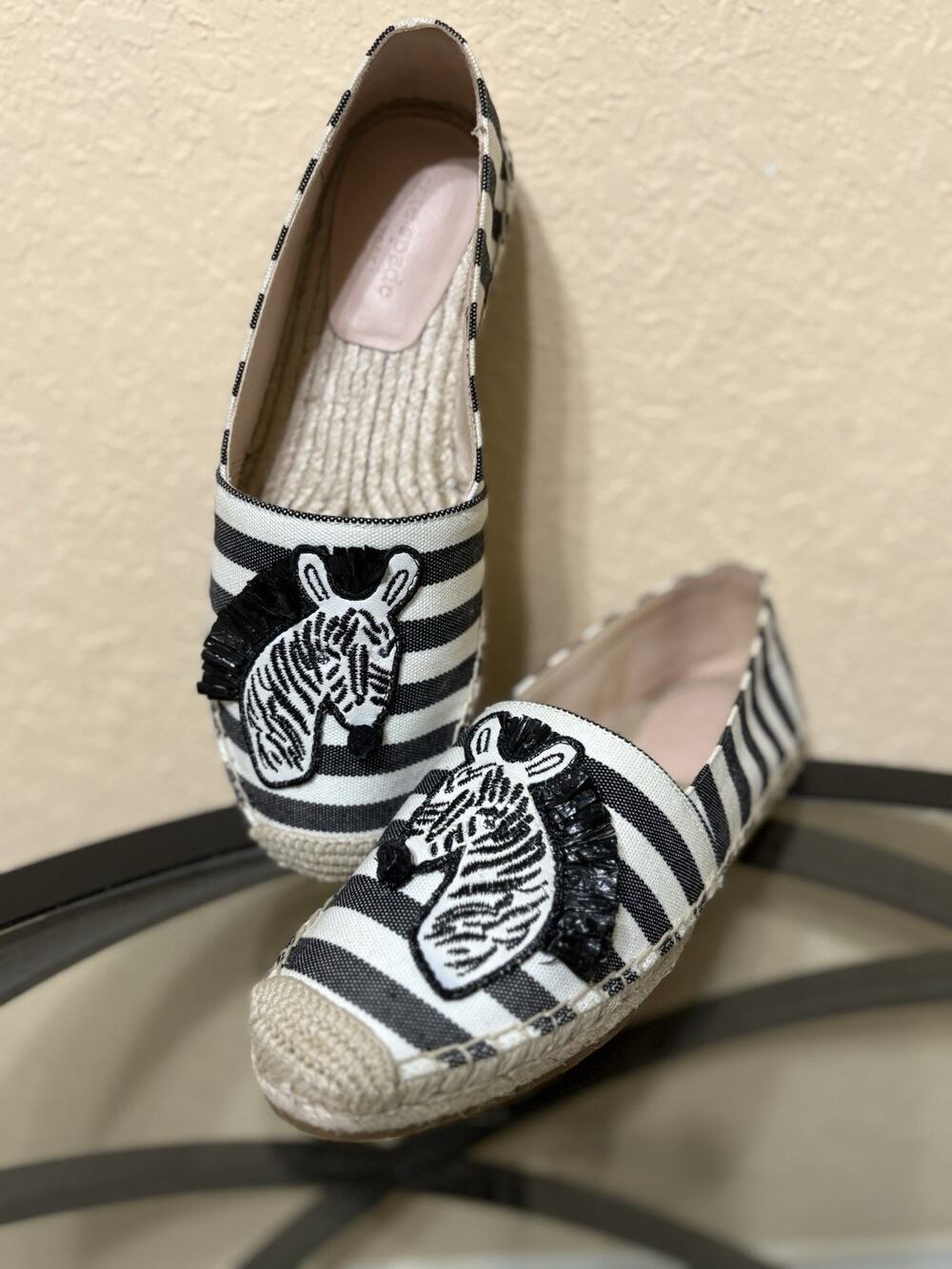 Kate Spade NY Embroidered Zebra Espadrilles Size 6.5 В